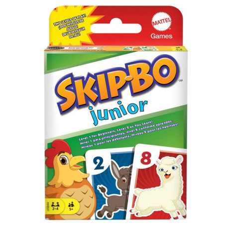 Skip-Bo Junior - Jeu de cartes - Mattel Games - 2 niveaux de jeu, 112 cartes - Des 5 ans