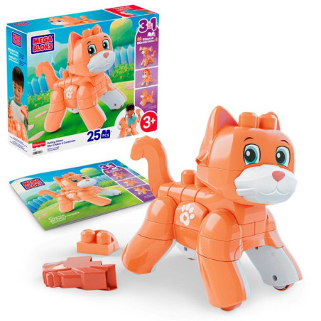 MEGA BLOKS Fisher-Price - Mon Chaton 3 en 1 a Construire - Plastique - 25 pieces - Des 3 ans