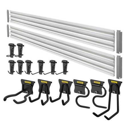 Ensemble de rangement - STANLEY - STST-22000-1 - 2 rails 120 cm - 18 accessoires - Gris