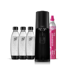 Sodastream Terra Machine à Eau Pétillante et Soda | Pack 3 Bouteilles 1L Compatible Lave-Vaisselle + 1 Recharge de Gaz 60L à Cli
