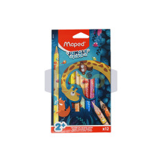 12 Crayons de couleurs jumbo jungle fever