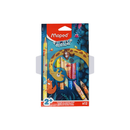 12 Crayons de couleurs jumbo jungle fever