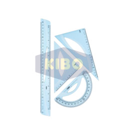 Règle complet bleu 30 cm 4 pièces