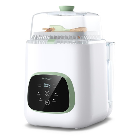 Nettoyeur biberons haute pression MOMCOZY - 9 Programmes de nettoyage - Elimine 99,9% des germes - Blanc & Vert
