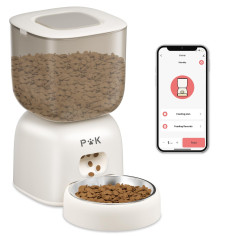 Distributeur d'aliment pour chat PUPPY KITTY - Bol en acier inoxydable - 3 L - WiFi - Blanc