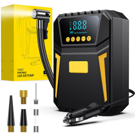 Gonfleur de pneus de voiture portable - Inflation rapide - 12 V - 150 PSI - Noir
