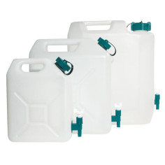 Jerrycan extra-fort - [MARQUE] - avec robinet eau propre 5 litres - Blanc et vert - Camping-car