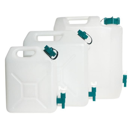 Jerrycan extra-fort - [MARQUE] - avec robinet eau propre 5 litres - Blanc et vert - Camping-car