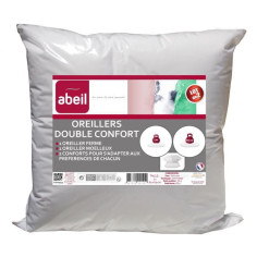 ABEIL Lot de 2 Oreillers DOUBLE CONFORT 100% Coton 60x60cm ABEIL Lot de 2 Oreillers DOUBLE CONFORT 100% Coton 60x60cm