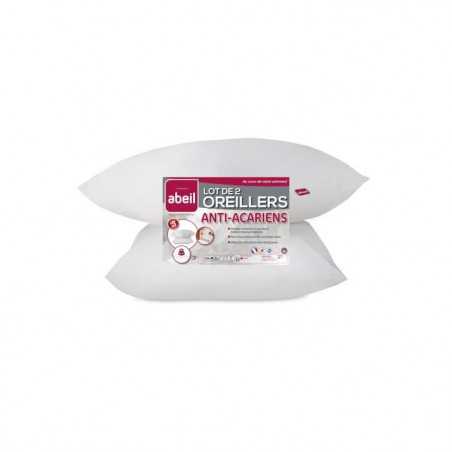 Lot de 2 Oreillers - ABEIL - Anti-Acarien - 60 x 60 cm - Blanc