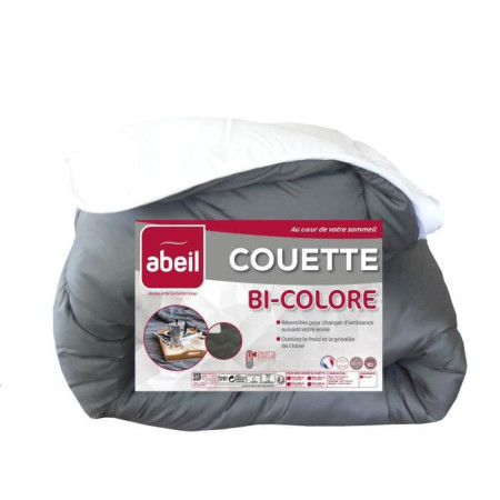 ABEIL Couette chaude Bicolore - 140 x 200 cm - Blanc et gris