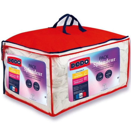Pack couette 220 x 240 cm + 2 oreillers 60 x 60 cm - Splendeur - Garnissage 100% Poly