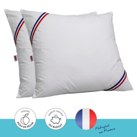 DODO Lot de 2 oreillers Tendance - 60 x 60 cm - Garnissage 100% Polyester fibre creus