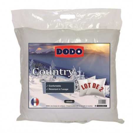 Lot de 2 Oreillers - DODO - COUNTRY - 60 x 60 cm - Blanc
