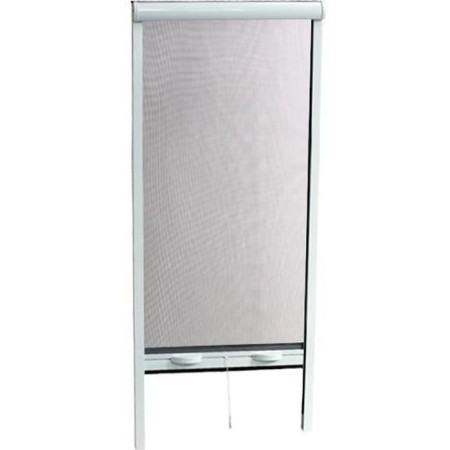 Moustiquaire de porte fenetre L160 X H220 cm a tirage direct en aluminium laqué blanc