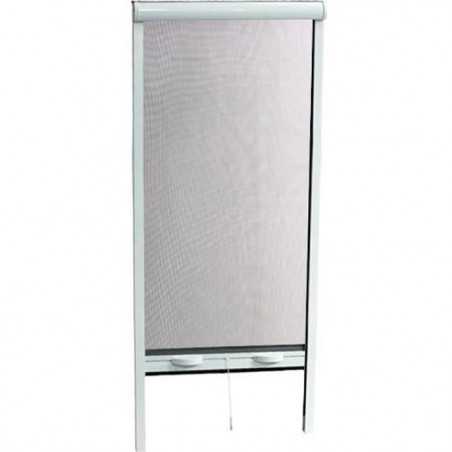 Moustiquaire de porte fenetre L160 X H220 cm a tirage direct en aluminium laqué blanc - Recoupable en largeur et hauteur