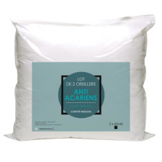 Lot de 2 oreillers Microfibre Anti-Acariens 60x60cm Lot de 2 oreillers Microfibre Anti-Acariens 60x60cm