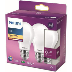 PHILIPS LED Classic 60W Standard E27 Blanc Chaud Non Dimmable Lot de 2 PHILIPS LED Classic 60W Standard E27 Blanc Chaud Non Dimmable Lot de 2