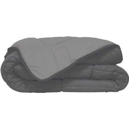 CALGARY - Couette Chaude Microfibre 400gr/m² - Gris & Argent - 220 x 240 cm