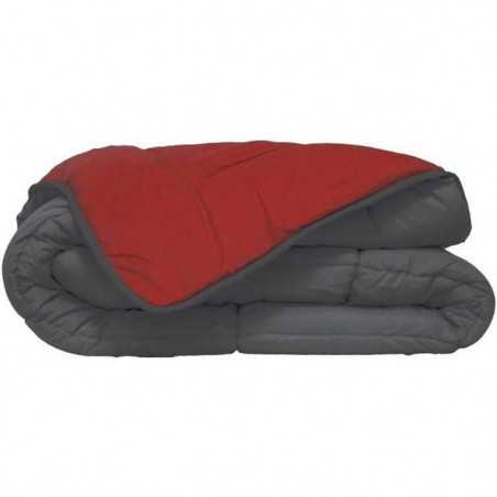 HUDSON - Couette Légere Microfibre - 200gr/m2 - Gris & Rouge - 220 x 240 cm
