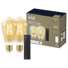 Kit de démarrage WiZ 2 ampoules connectées Edison Blanc variable E27 50W + Télécomman