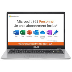 PC Portable ASUS VivoBook 14 E410 | 14'' HD - Intel Pentium Silver N5030 - RAM 4Go - 128Go eMMC - Win 11 & Microsoft 365