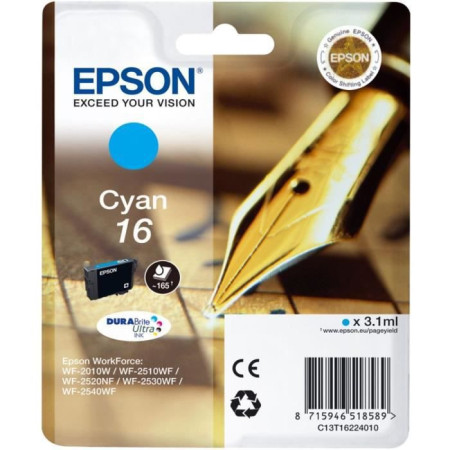 Cartouche d'encre 16 Cyan - EPSON - WorkForce WF-2510WF - Jet d'encre - Epson DURABrite Ultra
