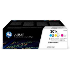 Cartouches de toner HP 201X - Pack de 3 couleurs grande capacité authentiques pour Co