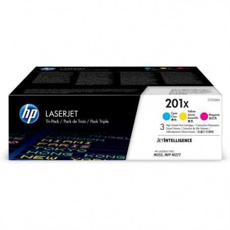 Cartouches de toner HP 201X - Pack de 3 couleurs grande capacité authentiques pour Color LJ Pro M252/M274/M277